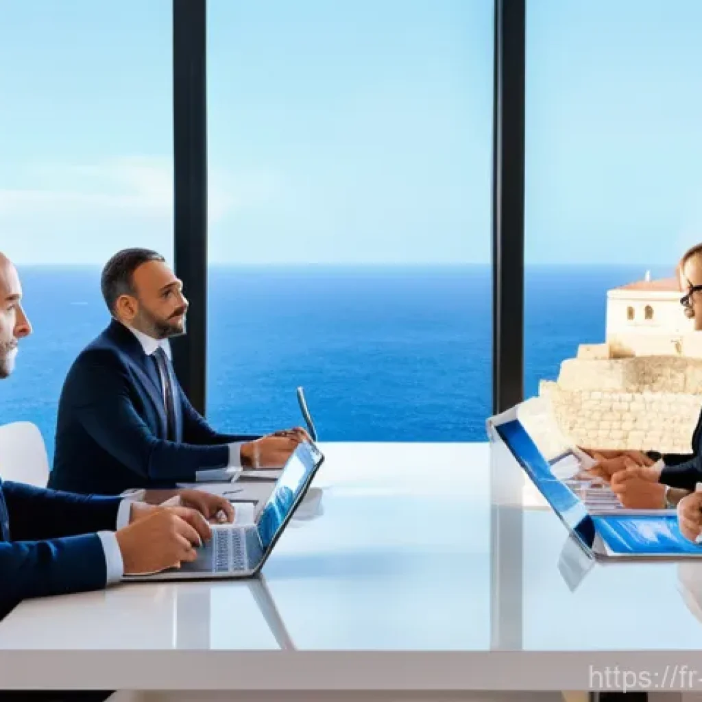 몰타 세금 제도 - **Prompt:** A sophisticated, modern business setting in Malta, featuring a diverse group of well-dre...