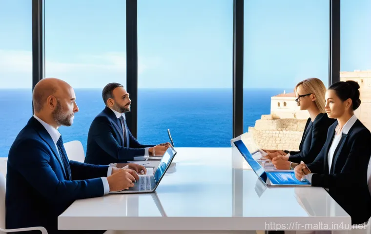 몰타 세금 제도 - **Prompt:** A sophisticated, modern business setting in Malta, featuring a diverse group of well-dre...