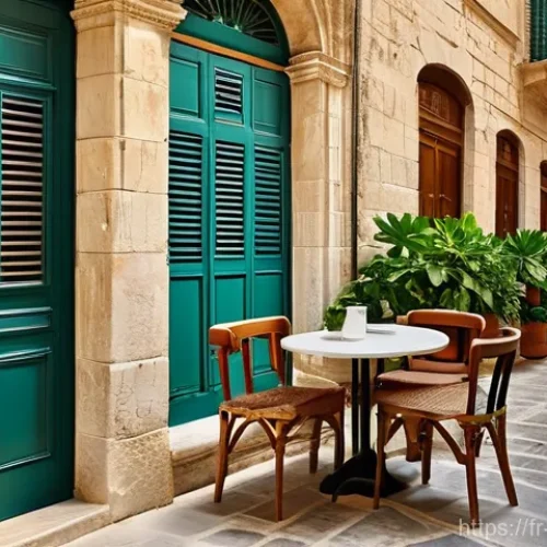 Home 31 몰타 숙박 추천 - **La Valette Morning Charm:** A serene, picturesque morning scene in a narrow, cobbled street of Val...